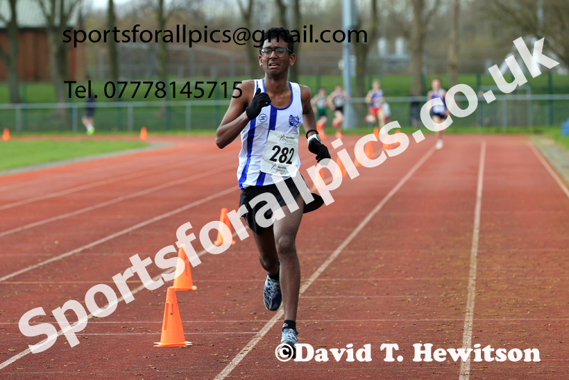 Mens Under-17s Young Athletes 5k, 2026 Northern Mens 12 and Womens 6 Stage Road Relays and Young Athletes 5k, Sheepmount Stadium, Carlisle. Photo: David T. Hewitson/Sports for All Pics